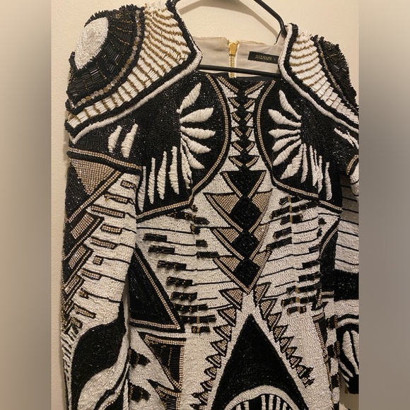 Balmain H&M Rhinestone Beaded Embellished Dress US 8 RARE New Years Party - Picture 6 of 16